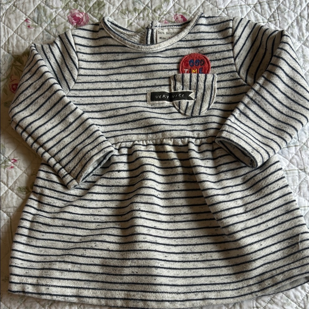 Zara Navy Striped Long Sleeve Kids Tee